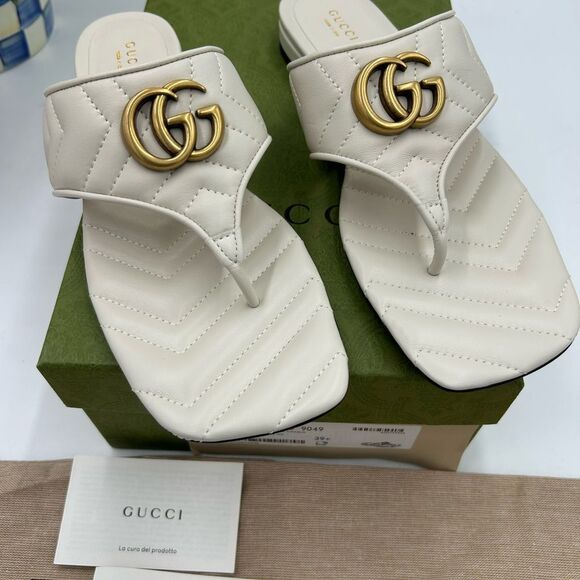Women's Gucci GG Marmont quilted leather sandals size 39.5 made in Italy - Picture 2 of 10